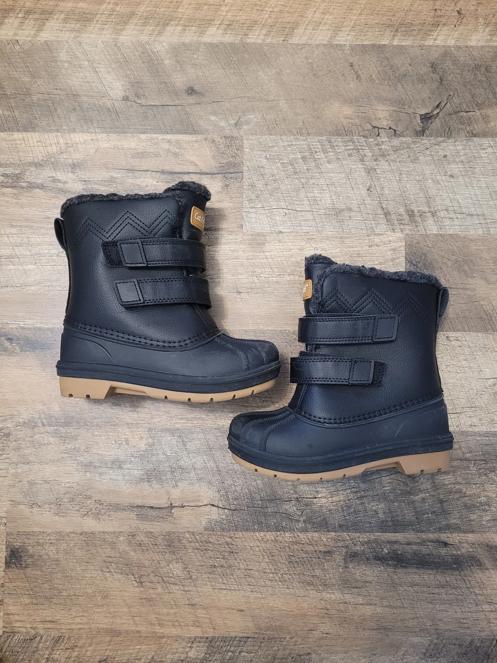 Cat & Jack Denver Black Toddler Snow Boots with Tan Gum Sole